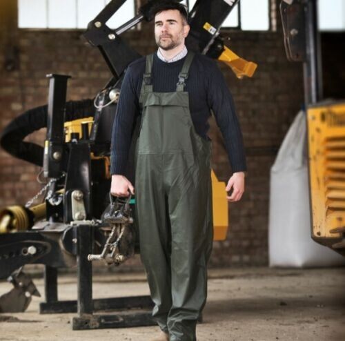 NEW Castle Clothing Fort Bib 'N' Brace Trousers Green Waterproof Stretch PU XXL
