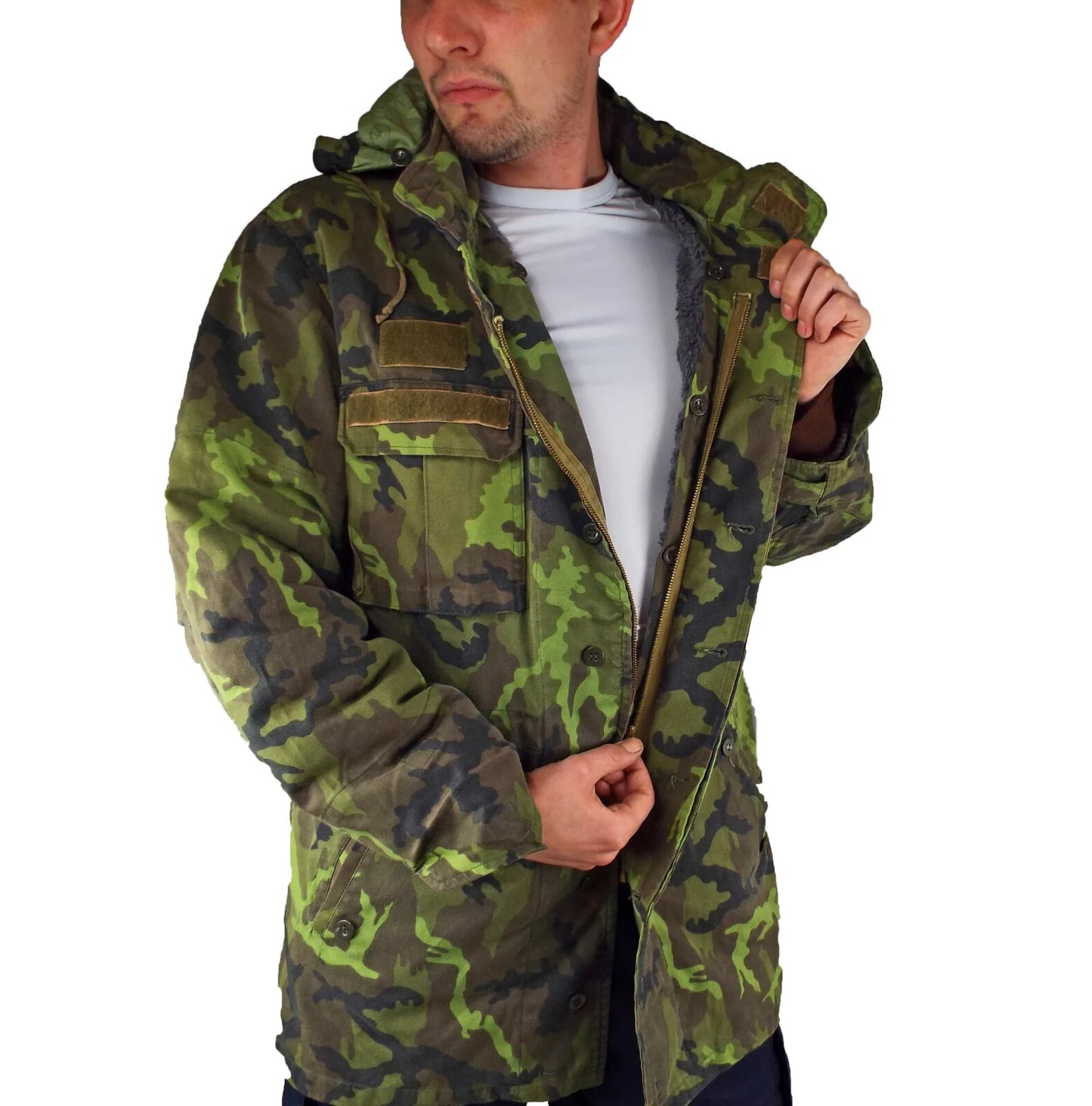 Rare Genuine Czech Army Military Camo M95 Parka Jacket Coat with Fur Liner