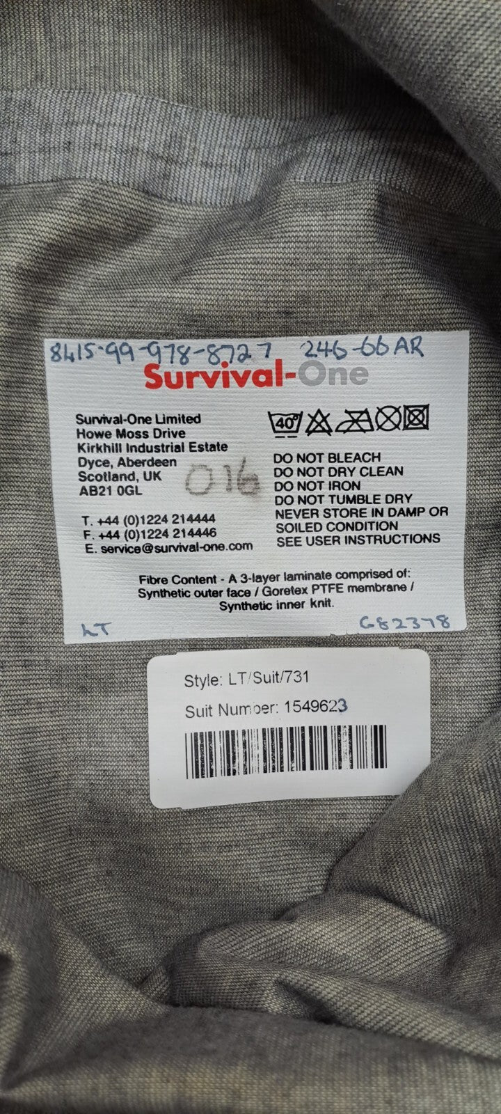 Survival-One UKSF SAS SBS Military MCT Gore-Tex Immersion Dry Suit -- L / T