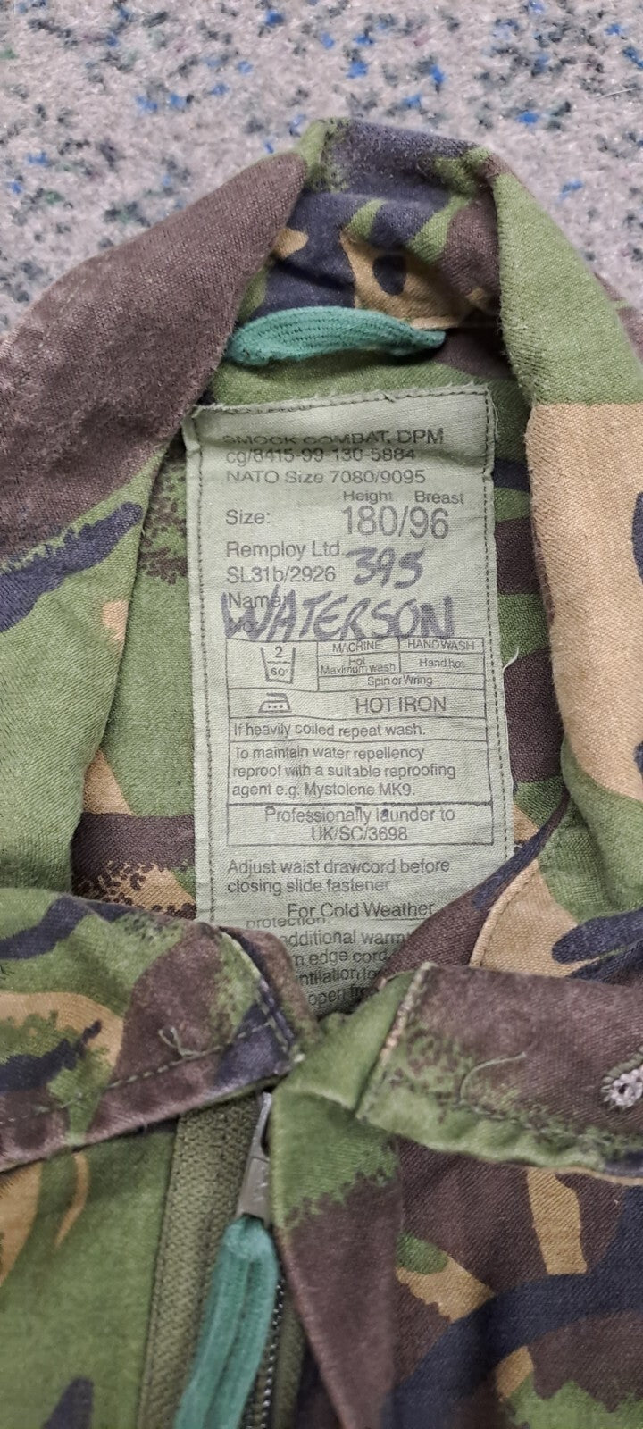 VINTAGE COLD WAR ERA BRITISH ARMY MILITARY DPM CAMO COMBAT SMOCK JACKET - 180/96