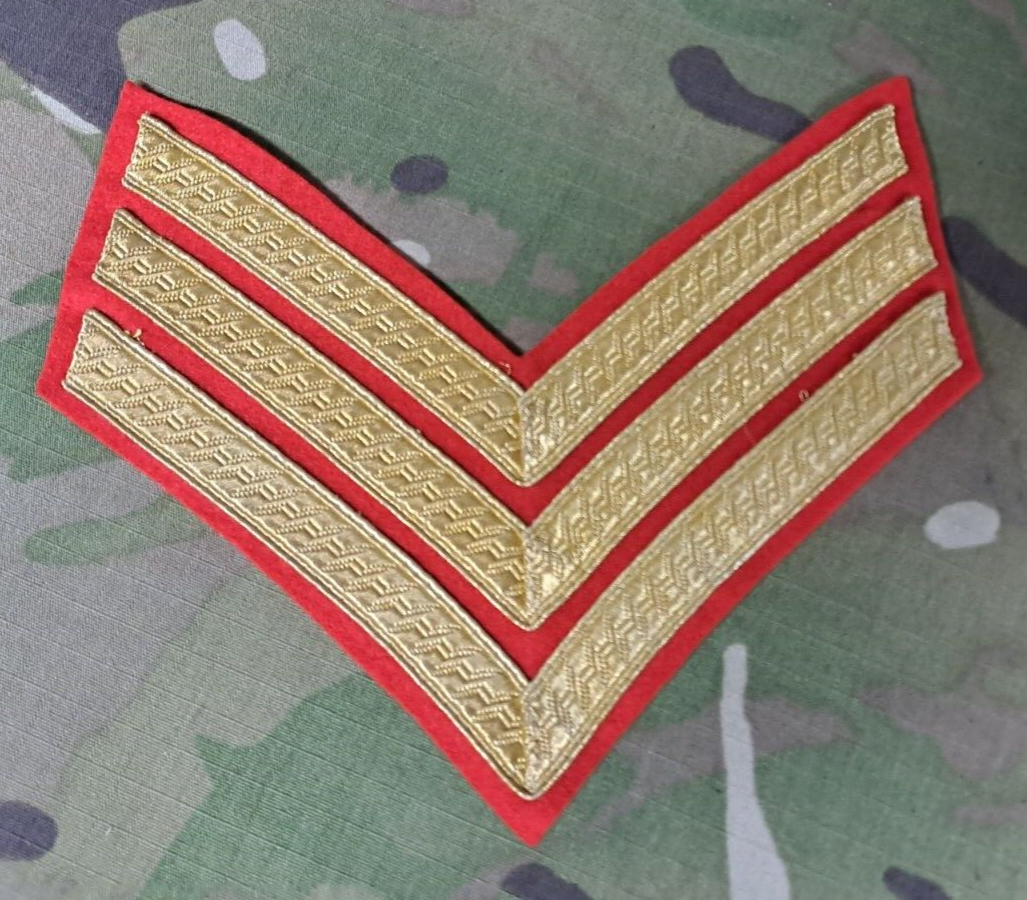 NEW British Army Military Gold & Red Mess Dress Chevrons Sgt Sergeant Badge