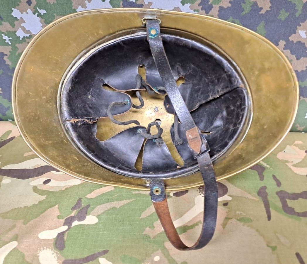 Antique FRENCH SAPEURS POMPIERS FIREMAN’S HELMET Crouy sur Ourcq Fire Service