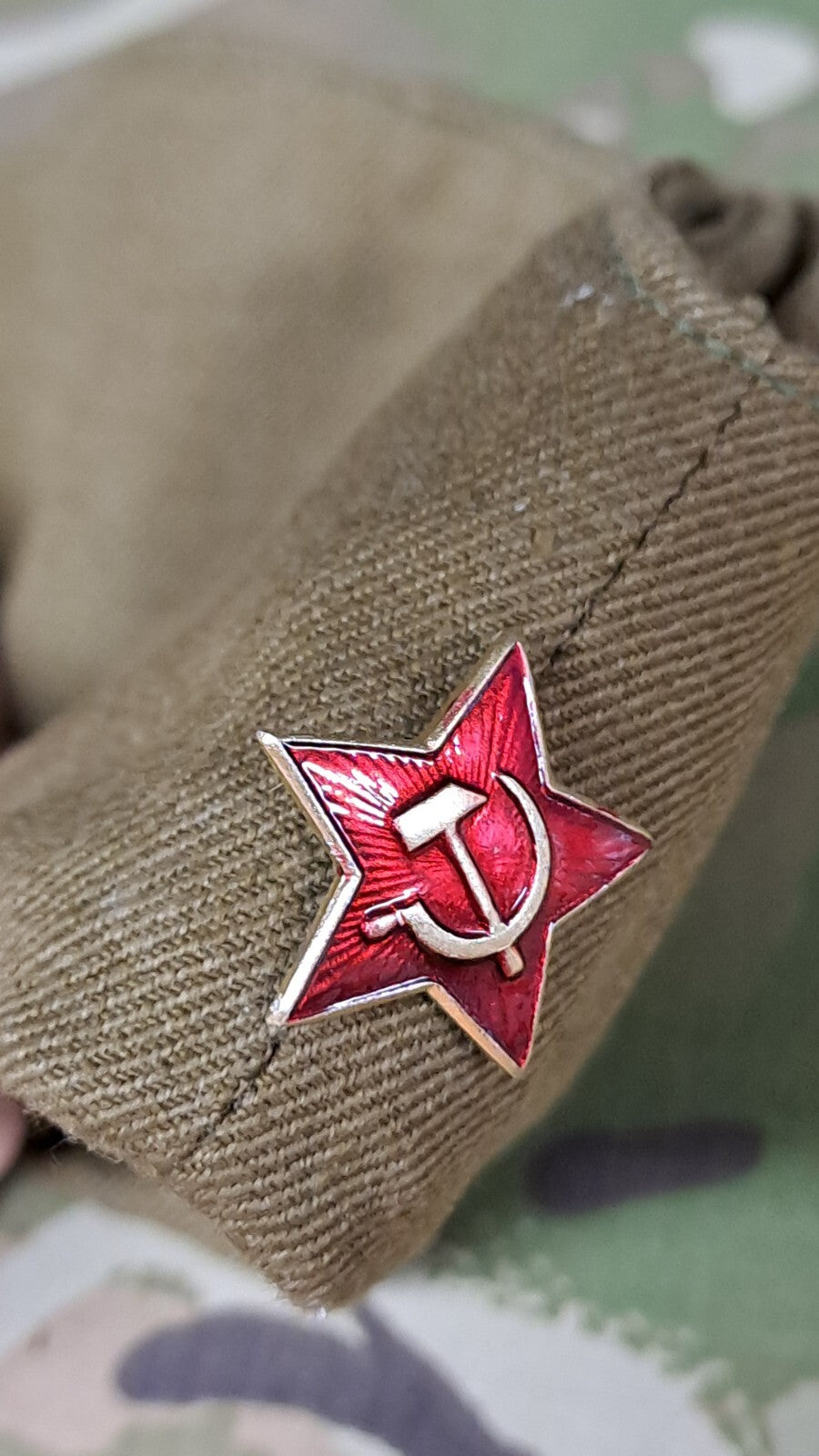 Genuine Russian Army Officers Side Cap Pilotka with Collectable Badge - 57 CM