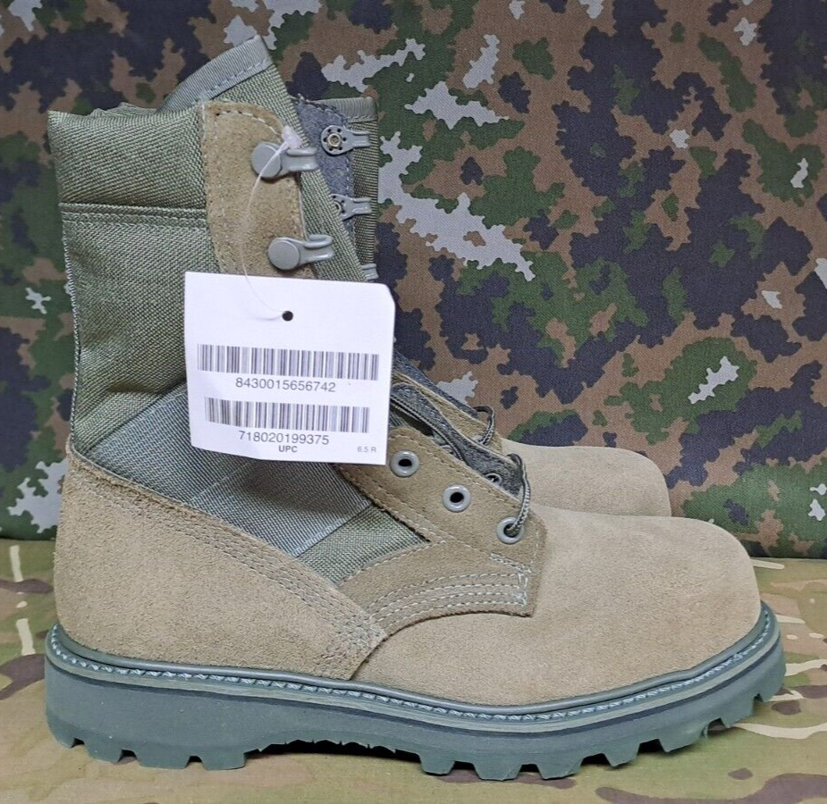 New Sage Green / Tan Boots US Military issue Steel Toe Vibram Sole Boots - 6.5 R