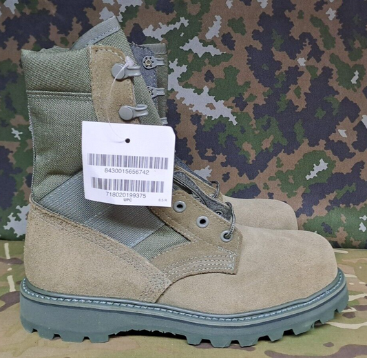 New Sage Green / Tan Boots US Military issue Steel Toe Vibram Sole Boots - 6.5 R