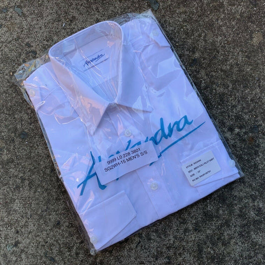 NEW BRITISH ARMY SURPLUS WHITE LONG SLEEVE PILOTS SHIRT-FANCY REVIVAL MOD - 14"