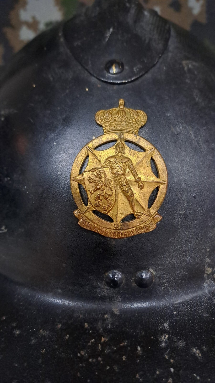 Original Belgian WWII Civilian Defense German Occupation Adrian M1926 Helmet