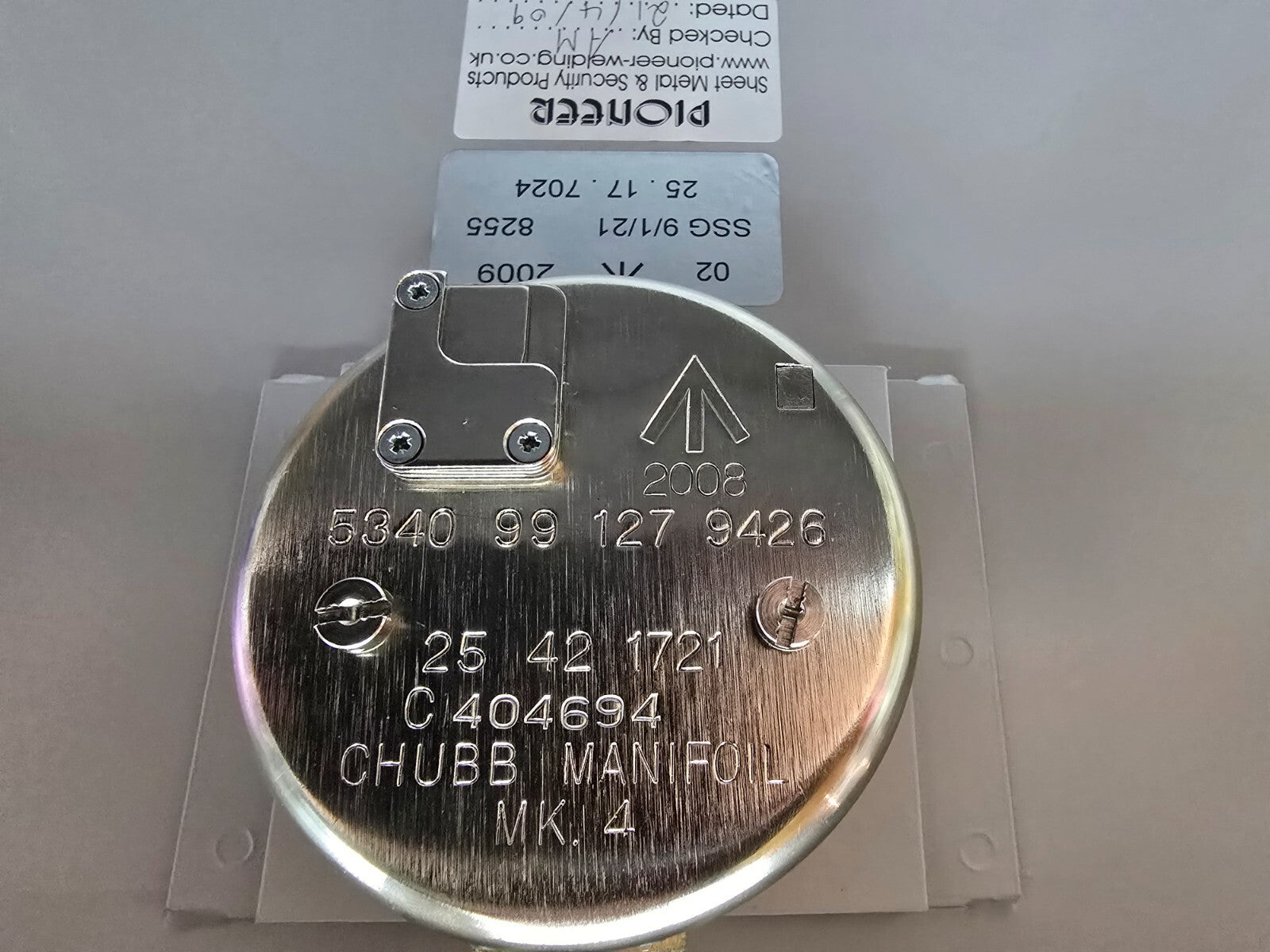 2008 Chubb Manifoil MKIV Safe EX MOD Issue Document Safe Combination Lock Box