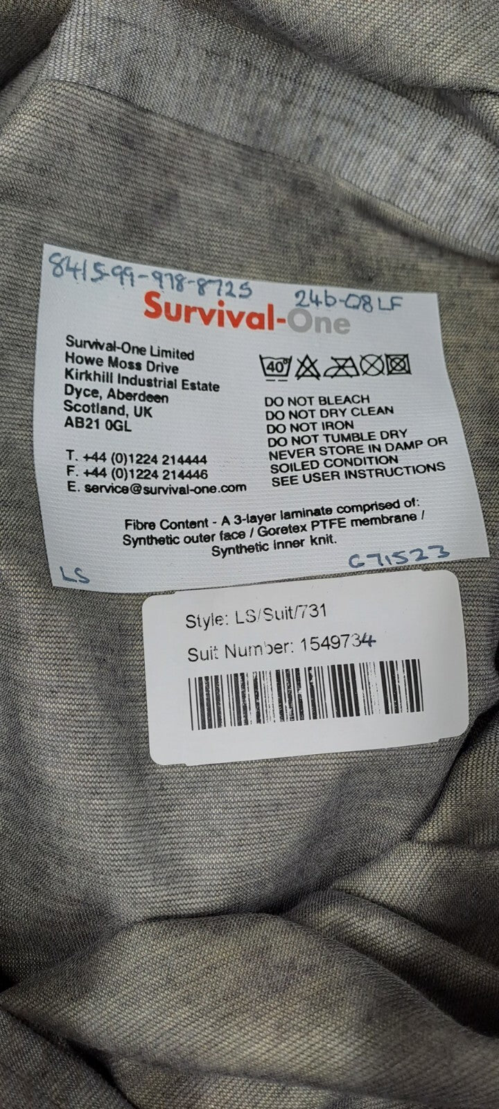Survival-One UKSF SAS SBS Military MCT Gore-Tex Immersion Dry Suit - L / Small