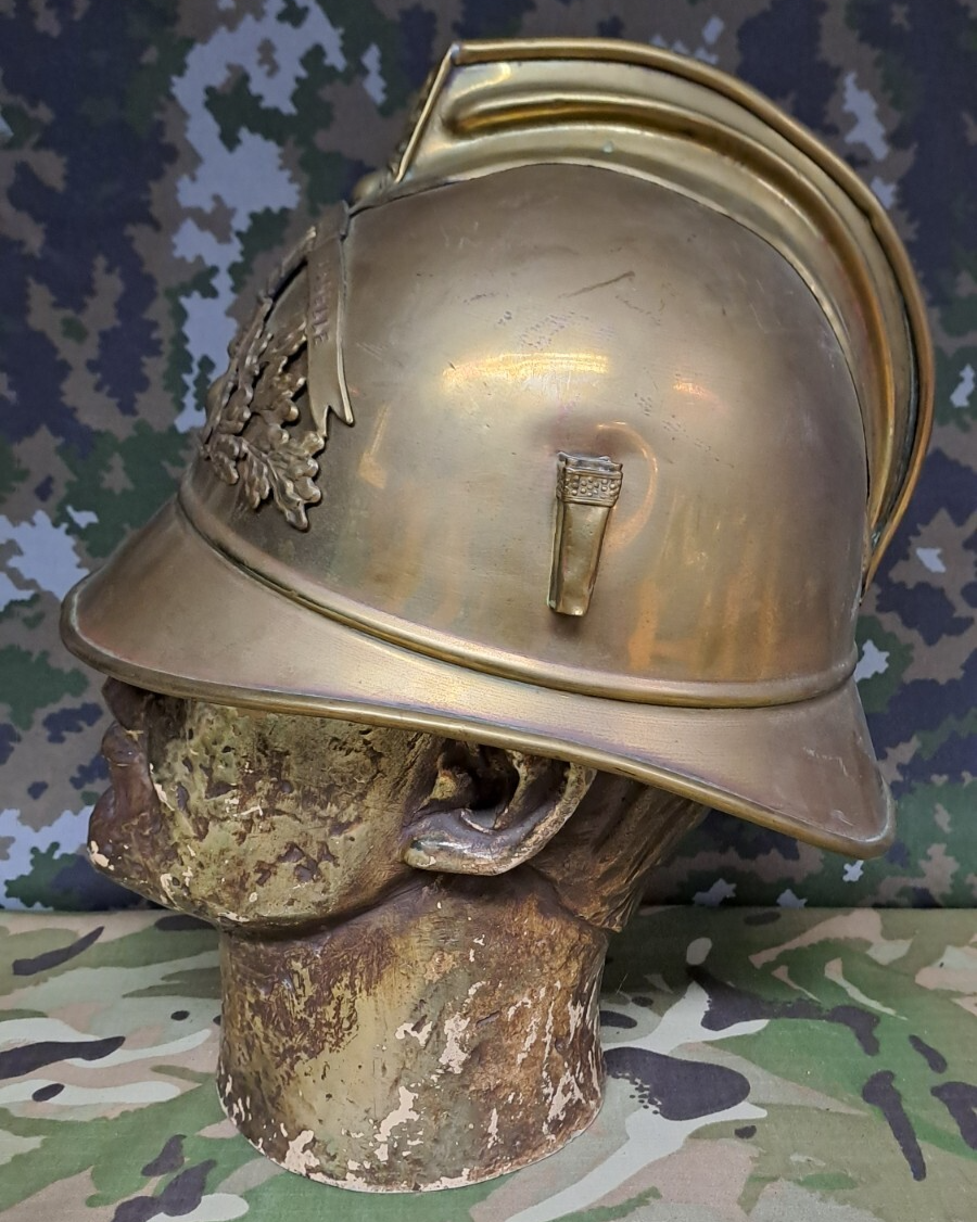 Original Antique FRENCH SAPEURS POMPIERS FIREMAN’S HELMET Osselle Fire Service