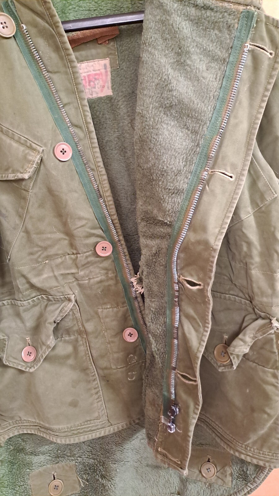 Rare Genuine Vintage British Army 1950s Middle Parka Coat Korean War Era MOD