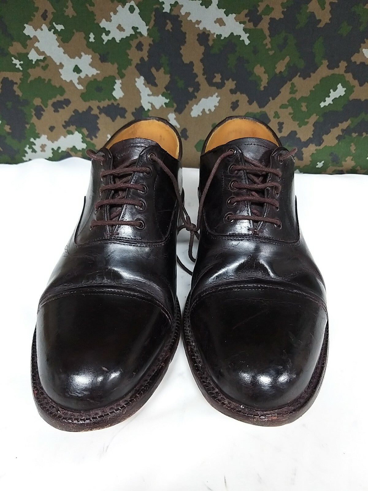 Men's British Army Military Surplus Officer's Tapped Brown Parade Dress Shoes 7