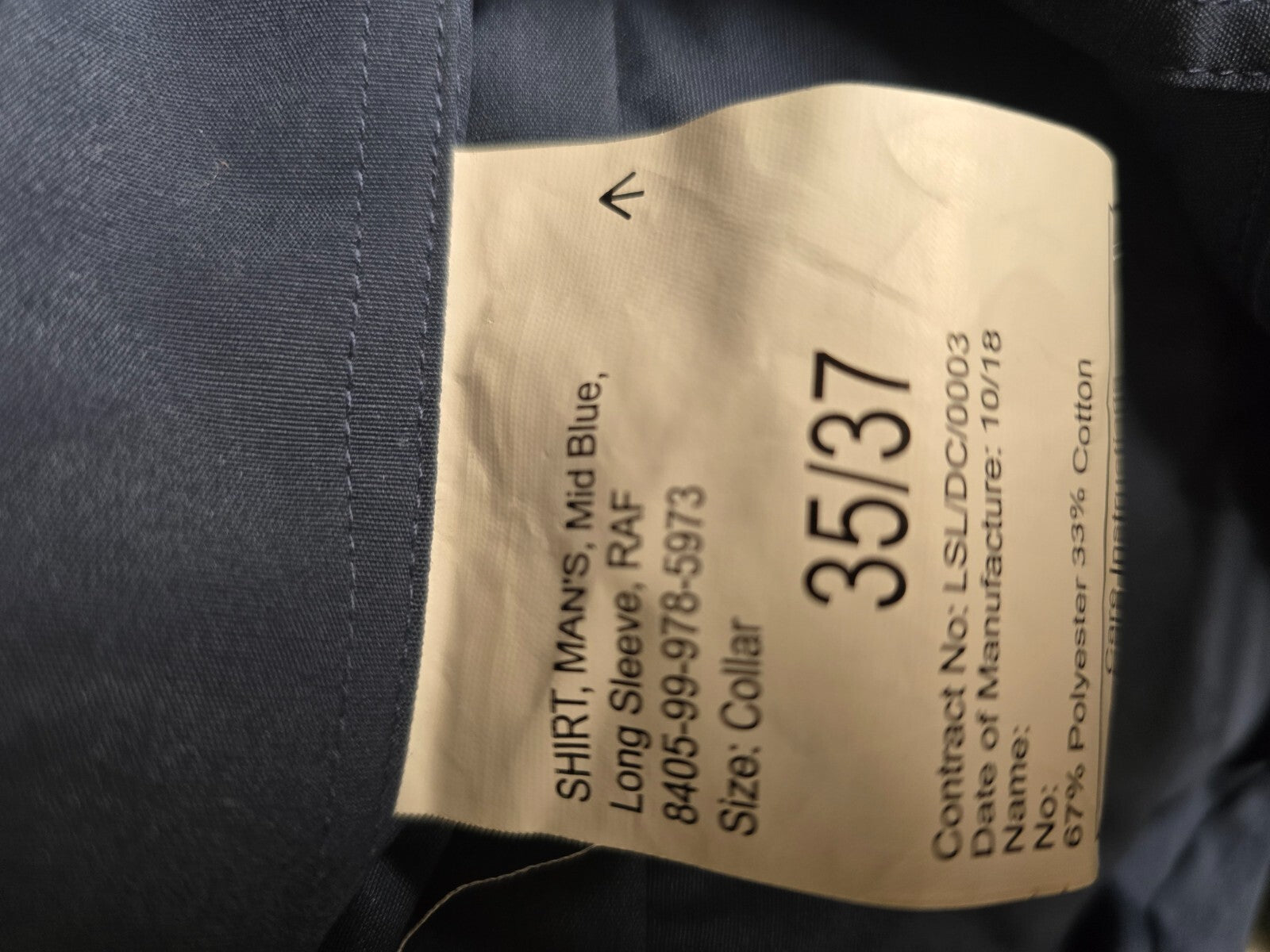 Wholesale Joblot Military RAF Issue Long Sleeve Mid Blue Working Dress Shirt x50