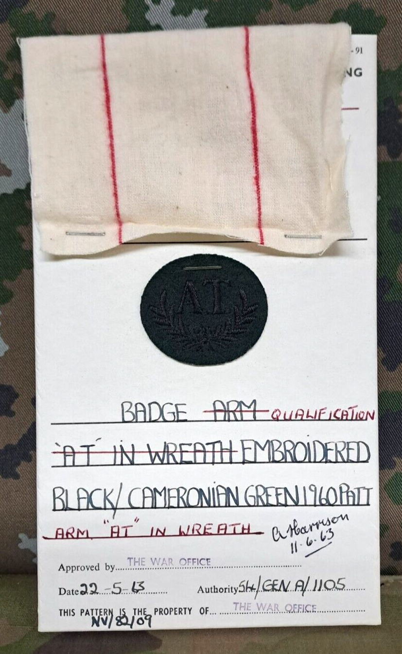 Genuine Vintage British Army Inspectorate of Stores Cloth Badge Sample Card 1963