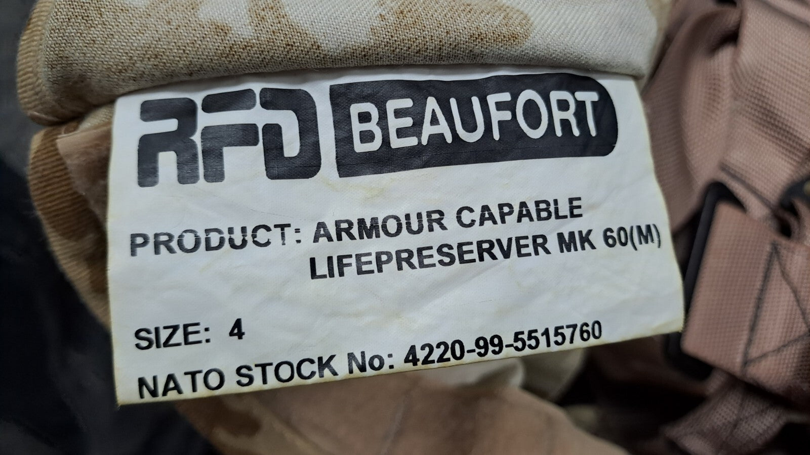 RARE Original RAF Desert DPM MK60 Life Preserver Armour Capable Vest Size 4