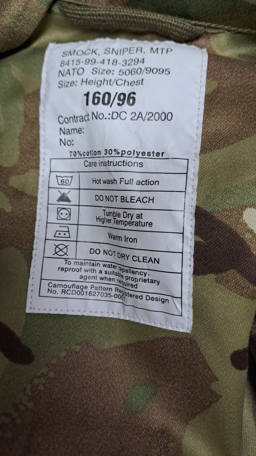Genuine British Army Military UKSF SAS Surplus Sniper Smock Jacket  - 160/96
