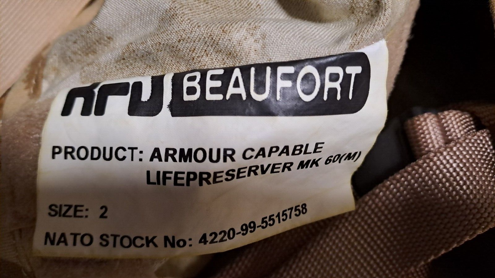 RARE Original RAF Desert DPM MK60 Life Preserver Armour Capable Vest Size 2