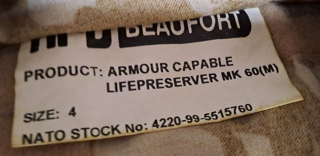 RARE Original RAF Desert DPM MK60 Life Preserver Armour Capable Vest Size 4