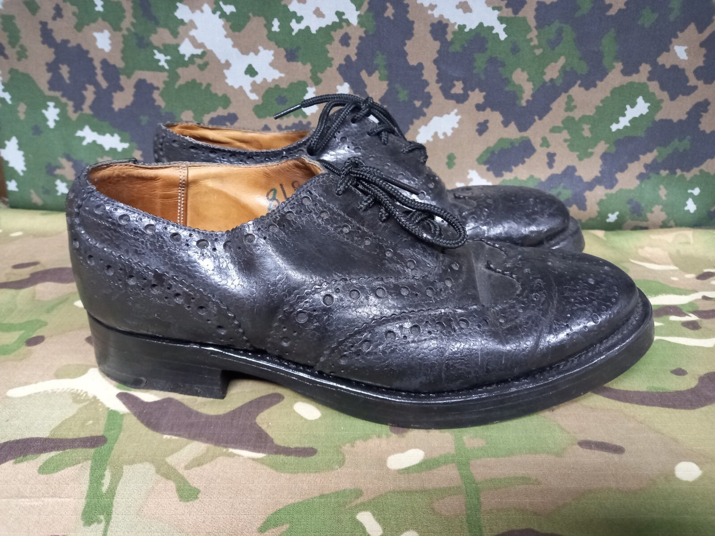 Genuine British Army Highland Issue Service Dress Shoes Brogues / Blakeys - 7 S