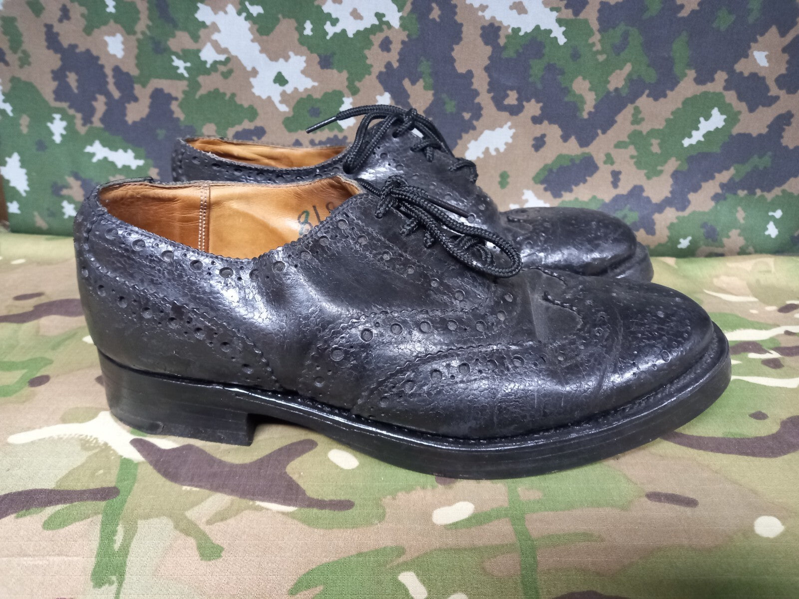 Genuine British Army Highland Issue Service Dress Shoes Brogues / Blakeys - 7 S