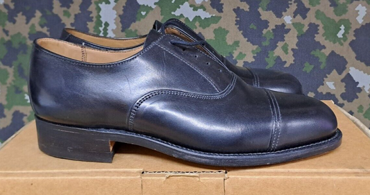 NEW Genuine British Army Issue Black Leather Men's Service Shoes w Toe Caps - 6