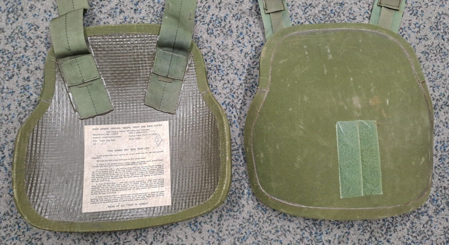 Rare US Army Military Vietnam Era Body Variable Armour Ground Troop Plates Set