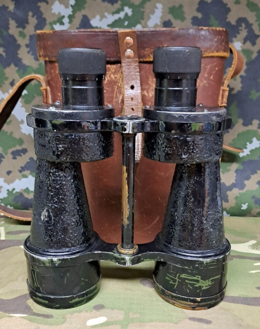 Antique Vintage Rare WW2 British Ross Binoculars & Leather Case Wartime