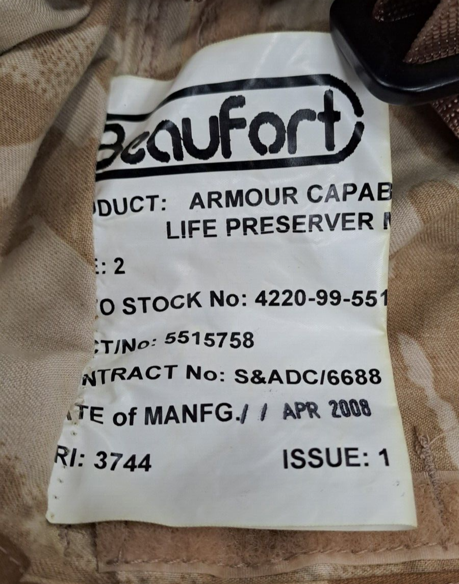 RARE Original RAF Desert DPM MK60 Life Preserver Armour Capable Vest Size - 2