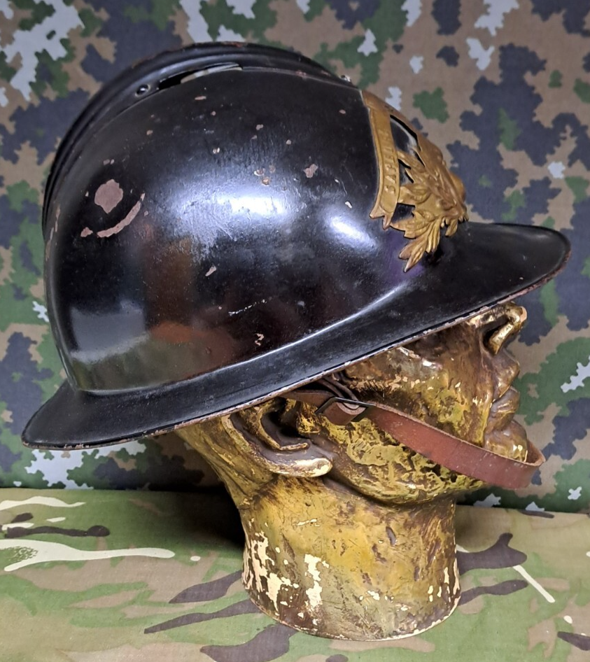 ANTIQUE FRENCH SAPEURS POMPIERS FIREMAN’S ADRIAN HELMET F.R FIRE SERVICE