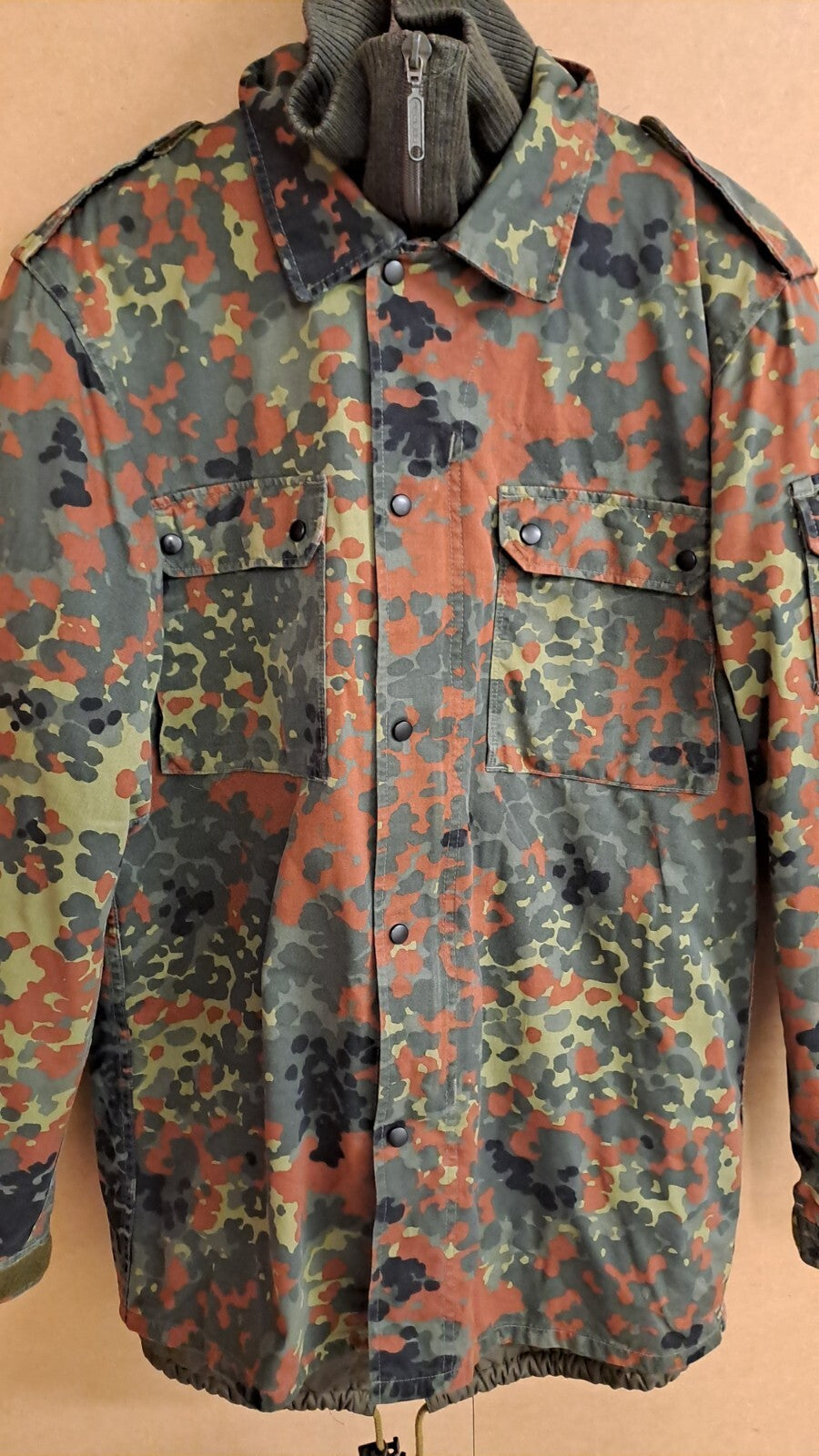 Genuine German Vintage Army Military Jacket Coat Flecktarn Camo & Liner