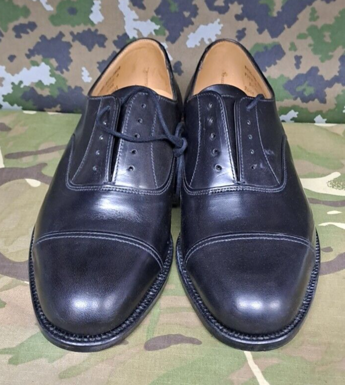 NEW Genuine British Army Issue Black Leather Men's Service Shoes w Toe Caps - 6