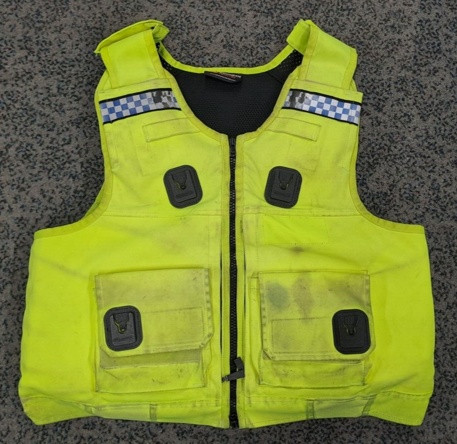 Genuine Ex Police Cooneen Protection Body Armour Vest Ballistic Hi Viz - XL