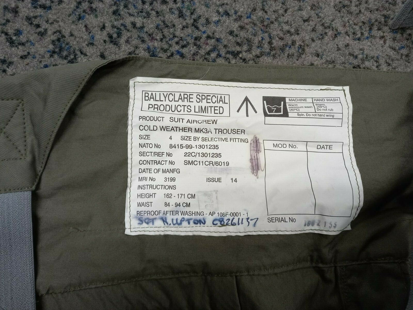 British Military RAF Surplus MK3A Cold Weather Aircrew Fighter Pilots Trousers 