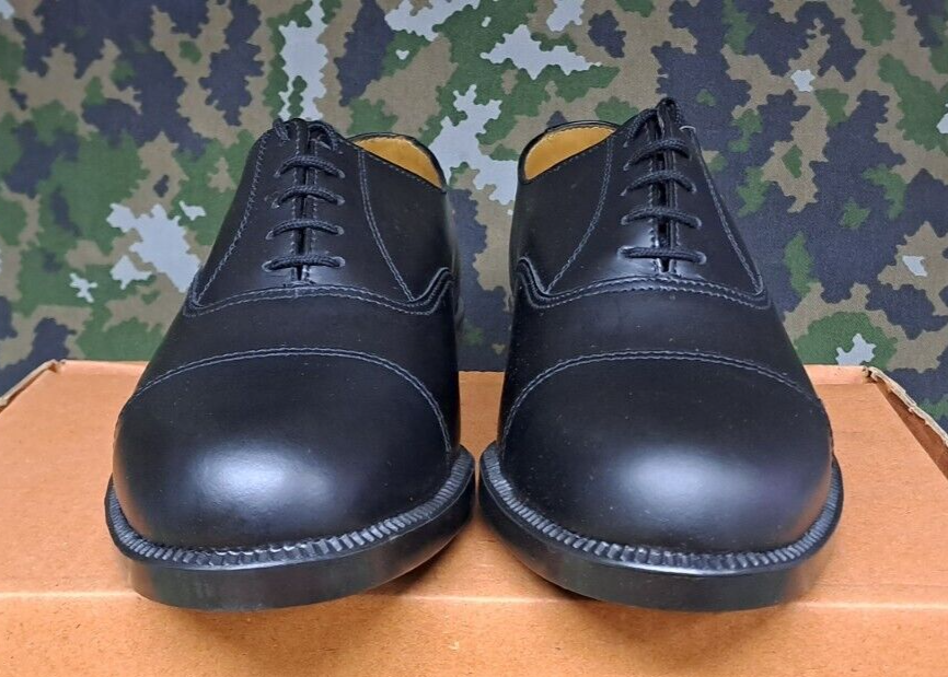 NEW Genuine British Army Issue Black Leather Men's Service Shoes w Toe Caps - 6