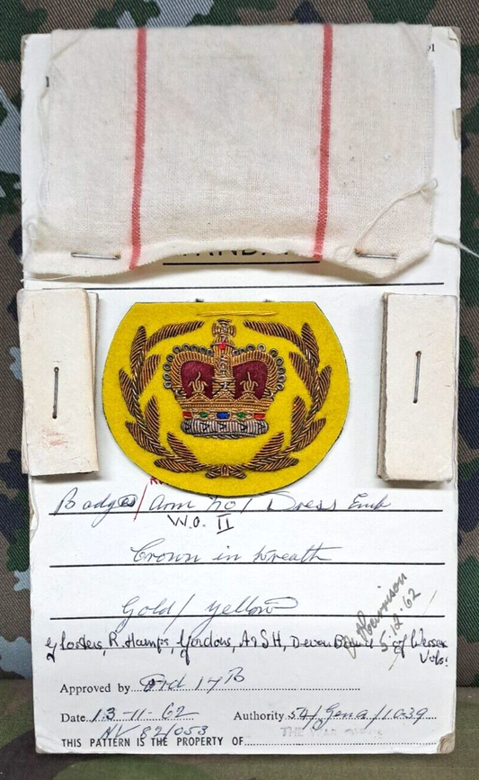 Genuine Vintage British Army Inspectorate of Stores Cloth Badge Sample Card 1962