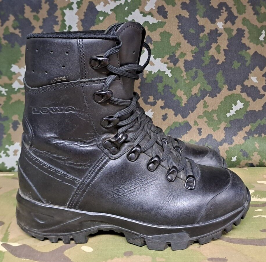 British Army Military SAS LOWA Black Leather Hiking Patrol Combat Boots - 4 UK