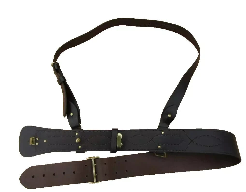 Sam Browne Brown Leather Belt & Shoulder Strap British Army Issue Uniform Dress