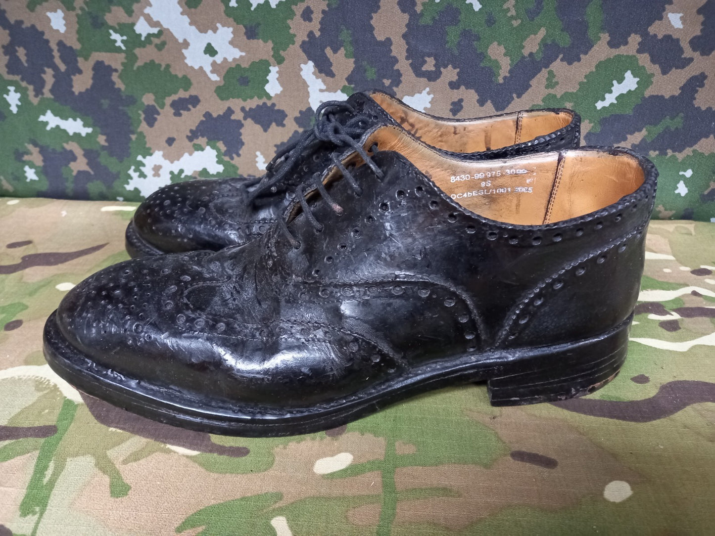 Genuine British Army Highland Issue Service Dress Shoes Brogues / Blakeys - 8 S