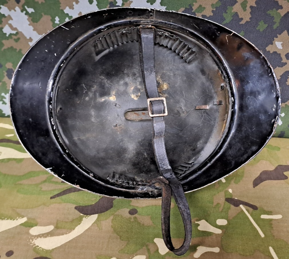 Original WW1 Belgian Military Gendarmerie M15 Model Adrian Helmet & Chin Strap