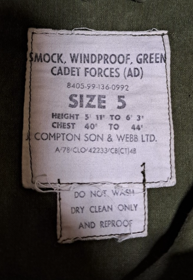 Genuine Vintage British Army Cadet Windproof Mountain Smock Military Oasis Mod