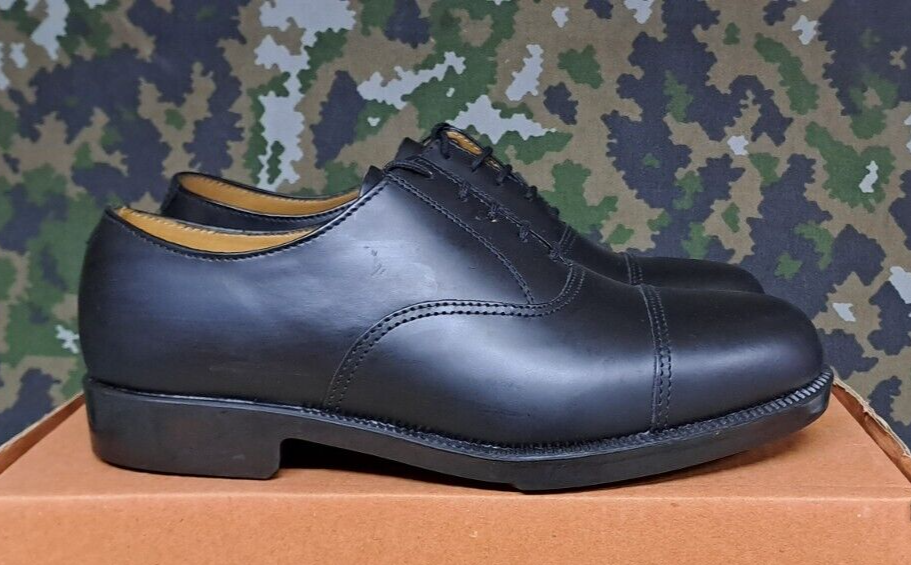 NEW Genuine British Army Issue Black Leather Men's Service Shoes w Toe Caps - 6