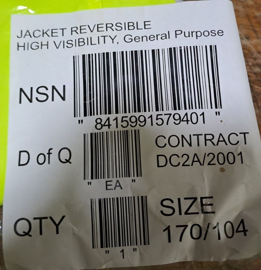 NEW British Military Issue General Purpose Reversible Jacket Hi Vis - 170/104
