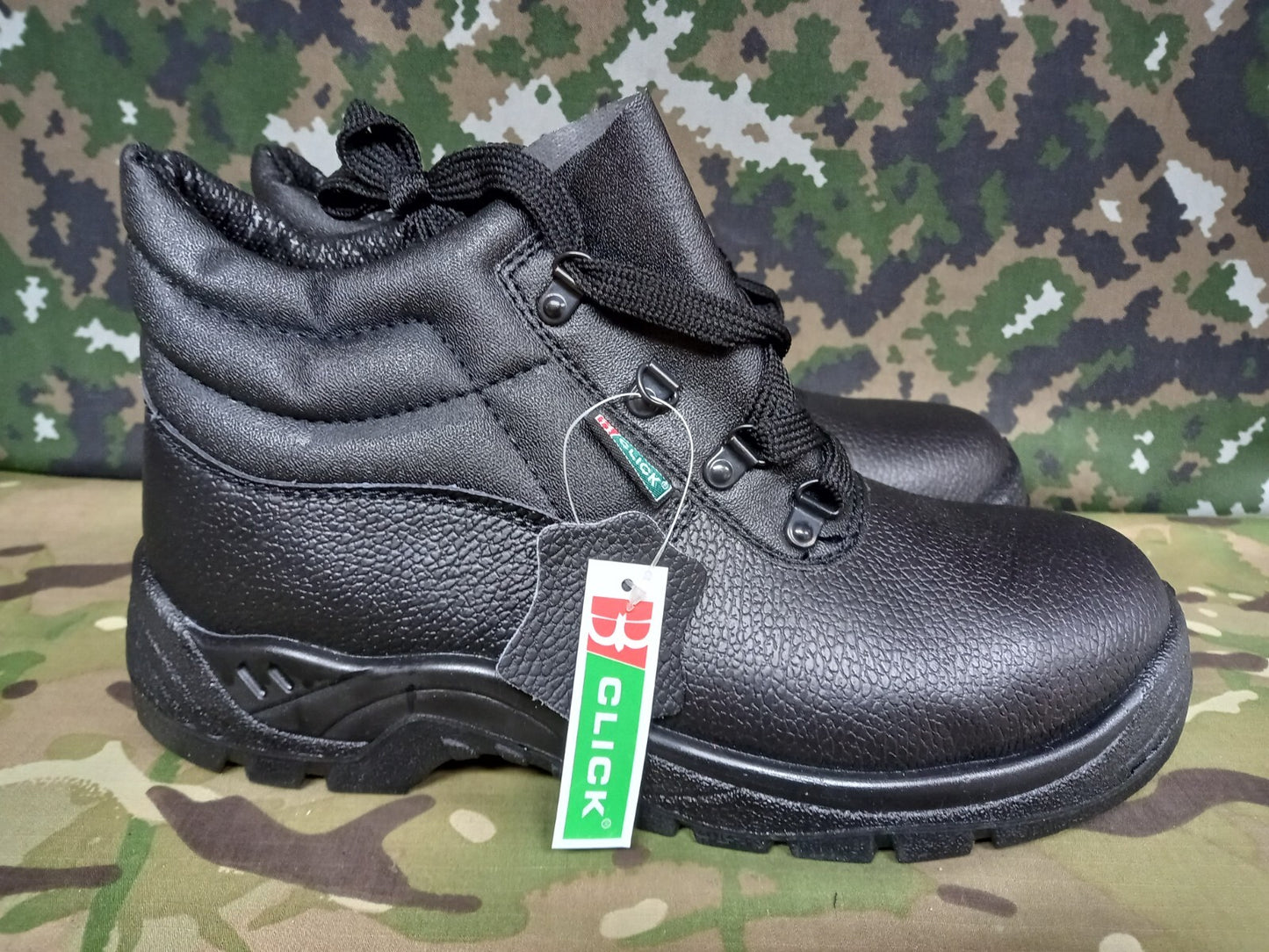 NEW Click Black Leather Safety Boots Shoes Non Slip Oil Resistant - Size - 8M UK