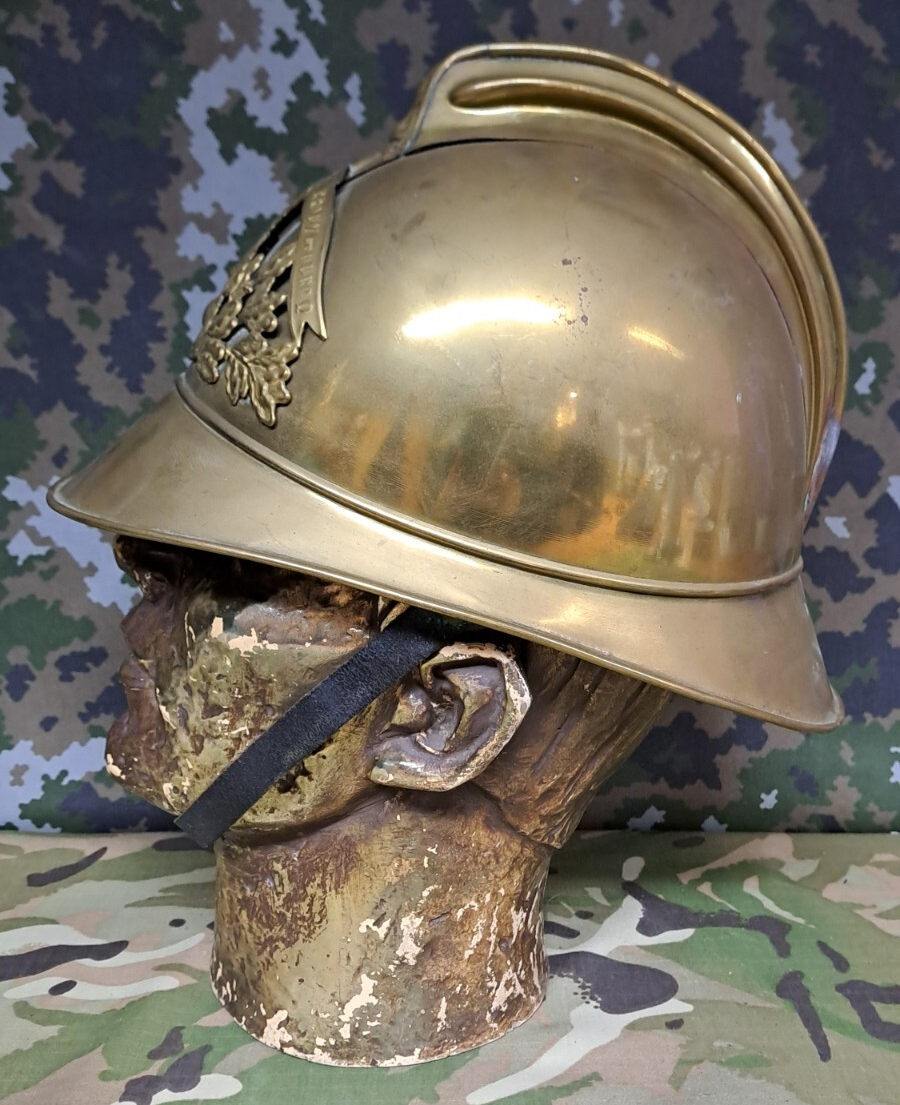 Antique FRENCH SAPEURS POMPIERS FIREMAN’S HELMET Crouy sur Ourcq Fire Service