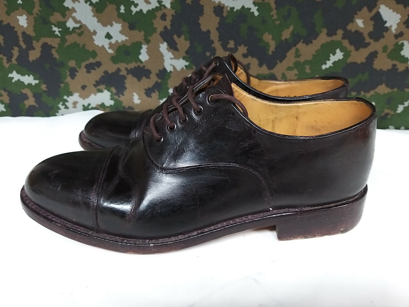 Men's British Army Military Surplus Officer's Tapped Brown Parade Dress Shoes 7