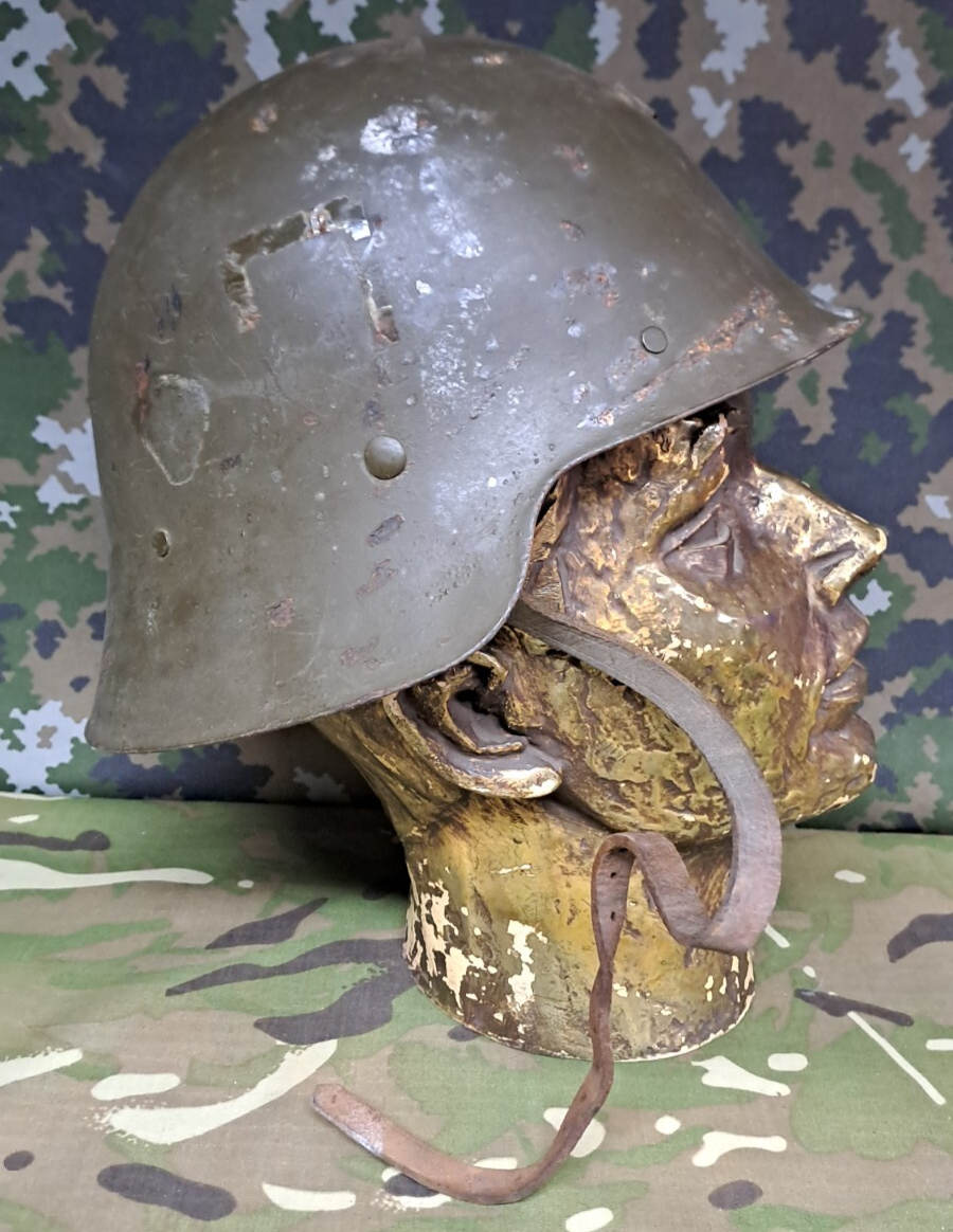 Rare Original Spanish Army Military Surplus M1926 Helmet with Badge Holder