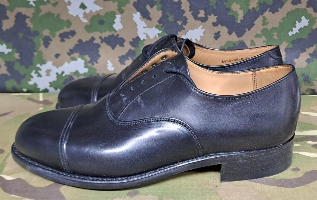 NEW Genuine British Army Issue Black Leather Men's Service Shoes w Toe Caps - 6