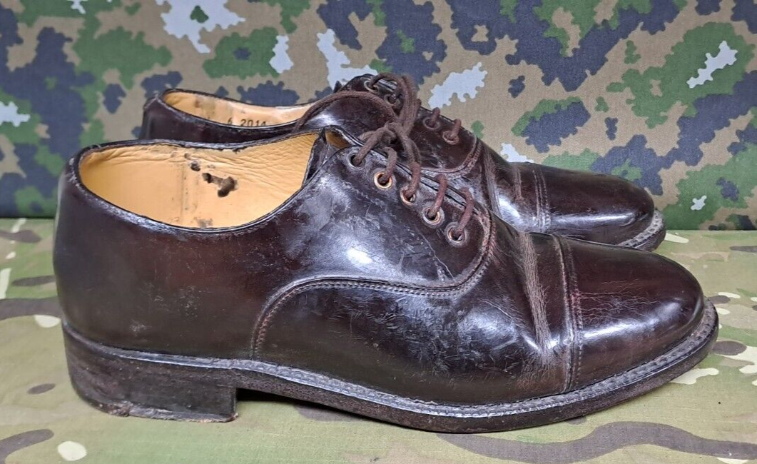 Men's British Army Military Surplus Officer's Tapped Brown Parade Dress Shoes 6