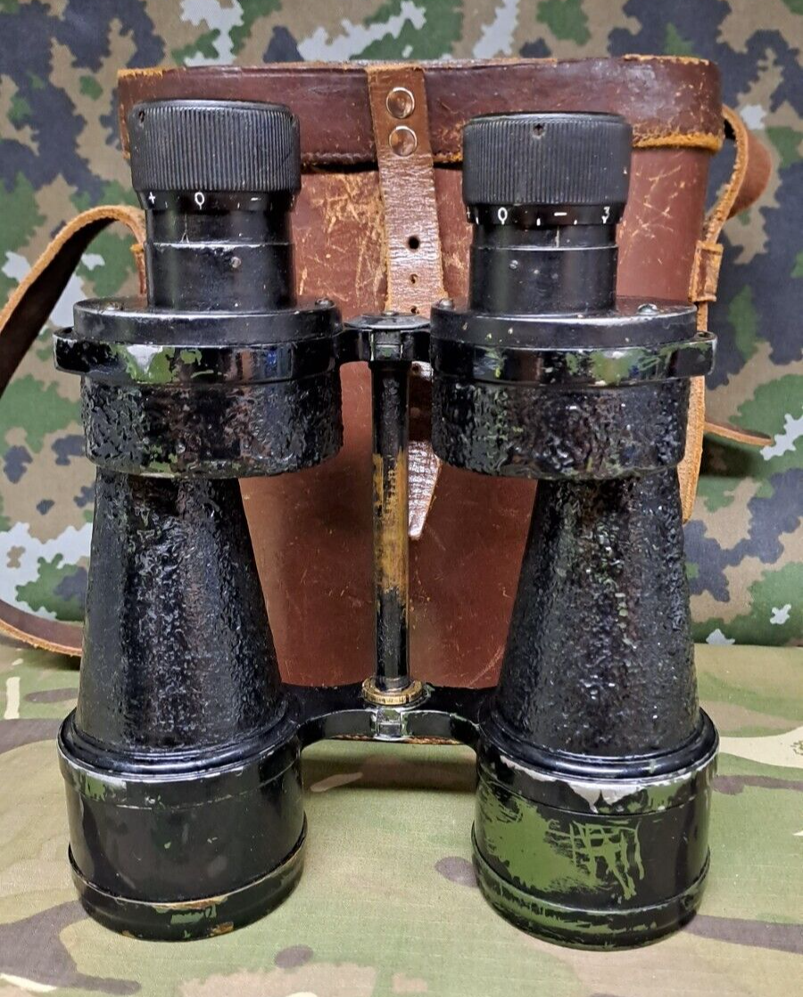 Antique Vintage Rare WW2 British Ross Binoculars & Leather Case Wartime