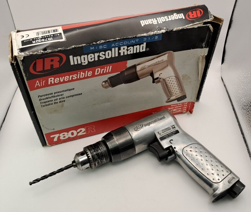 Reversible Air Drill 2000 RPM Ingersoll Rand 7802R 3/8" Tool Working Boxed